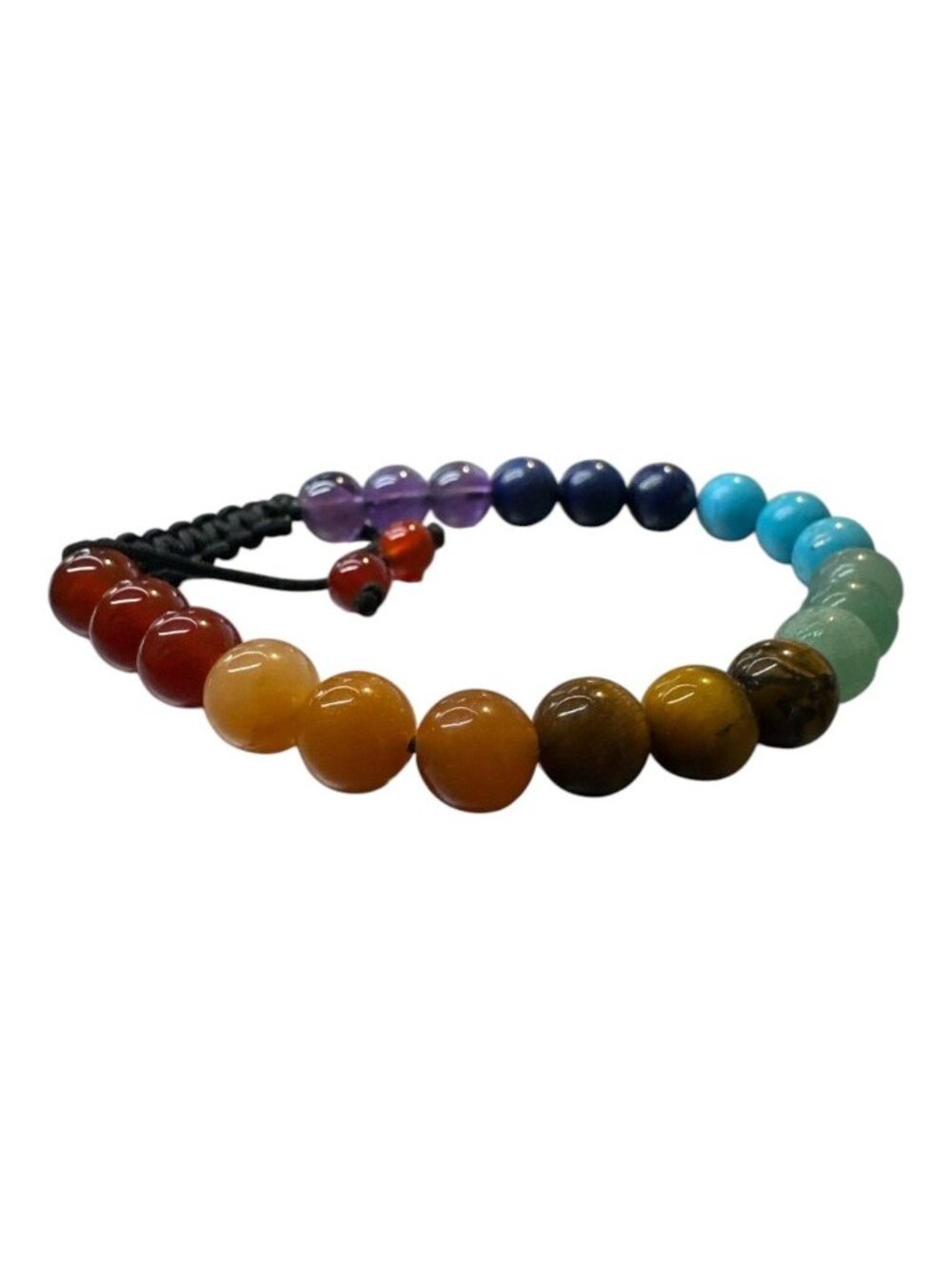 Handmade Chakra Healing Bracelet With Natural Gemstone Beads & Adjustable Black